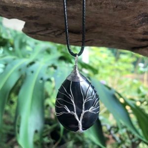 black onyx tree of life pendant