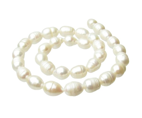 white chunky rice freshwater pearls natural