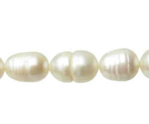 white chunky rice freshwater pearls natural