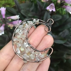 citrine moon gemstone pendant