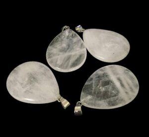 clear quartz drop gemstone pendant