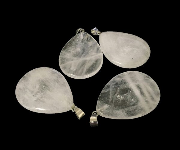 clear quartz drop gemstone pendant