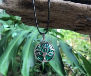 malachite tree of life gemstone pendant