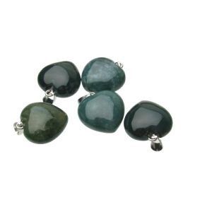 moss agate small heart gemstone pendant australia