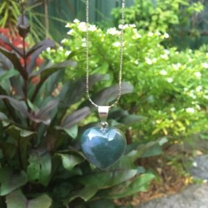 moss agate small heart gemstone pendant australia