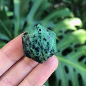 ruby zoisite gemstone hexagon pendant