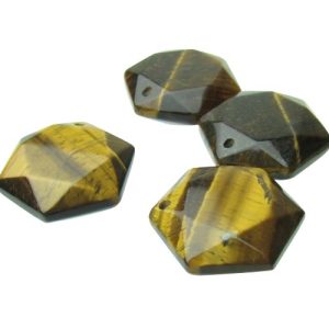 tiger eye hexagon gemstone pendant