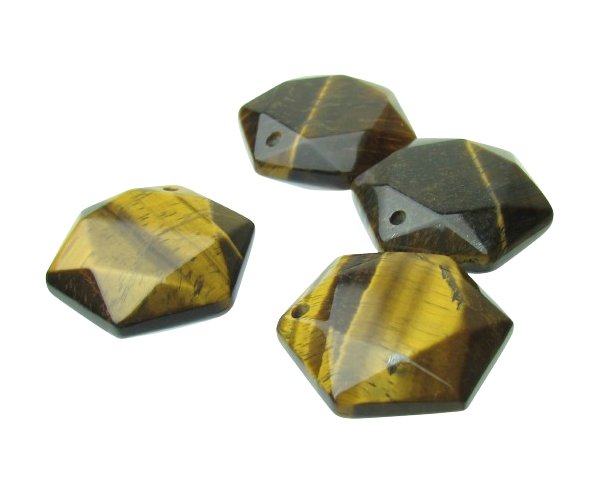 tiger eye hexagon gemstone pendant
