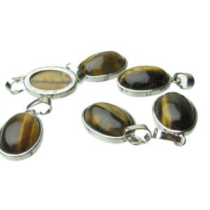 tiger eye small oval gemstone pendants