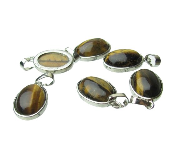 tiger eye small oval gemstone pendants
