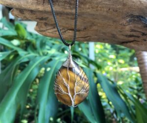 tiger eye tree of life pendant