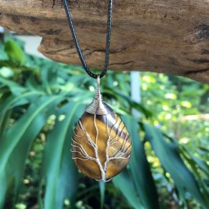 tiger eye tree of life pendant