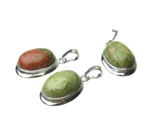 unakite gemstone small oval pendant