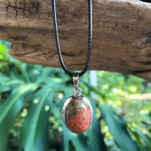 unakite gemstone small oval pendant