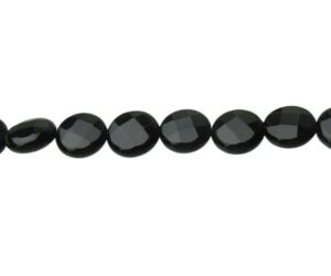 black onyx faceted gemstone disc beads