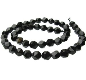 black onyx faceted nugget gemstone beads