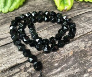 black onyx faceted nugget gemstone beads