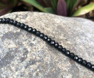 black onyx faceted small rondelle gemstone beads