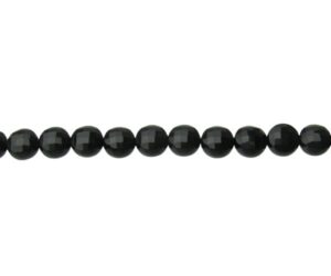 black onyx small faceted coin gemstone beads