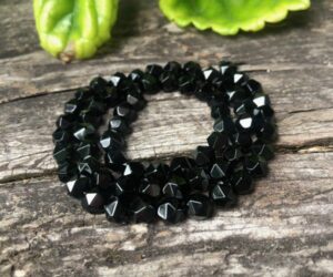 black onyx faceted small nugget gemstone beads