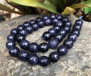 blue goldstone round faceted gemstone beads 10mm