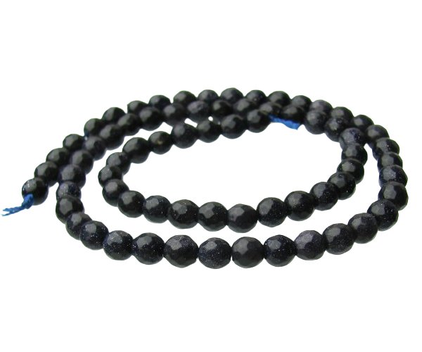 blue goldstone faceted round gemstone beads 6mm