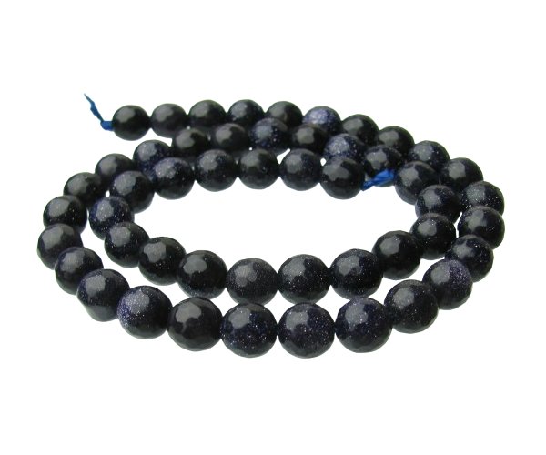 blue goldstone faceted round beads 8mm