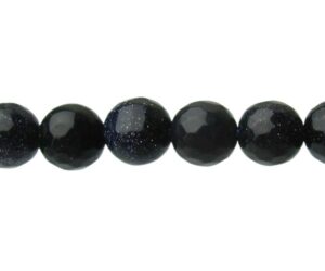blue goldstone faceted round beads 8mm