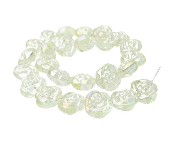 clear ab glass rose beads