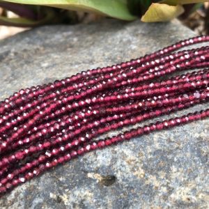 garnet faceted tiny rondelle gemstone beads