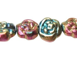 gold rose glass beads