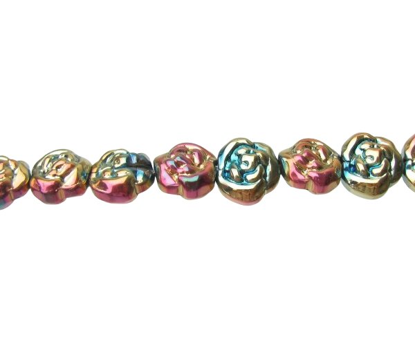gold rose glass beads