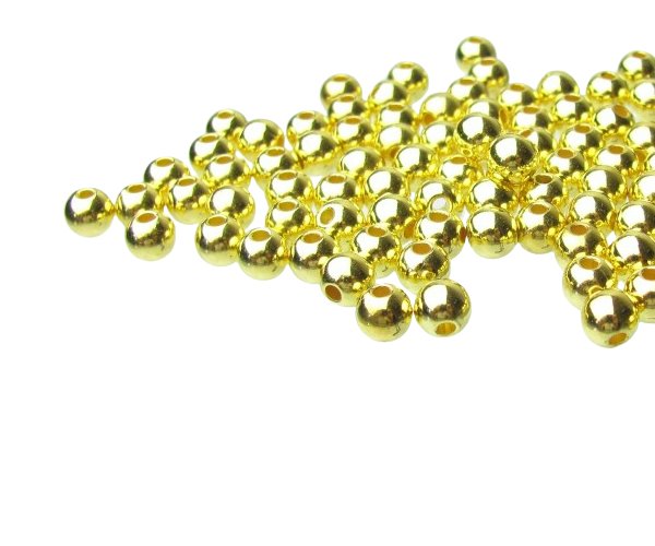 gold toned plastic round beads 6mm spacers