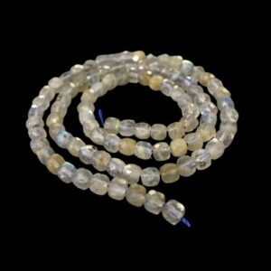 labradorite faceted cube tiny gemstone beads
