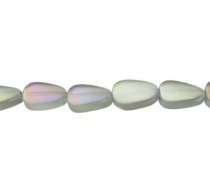 frosted grey purple glass oval beads