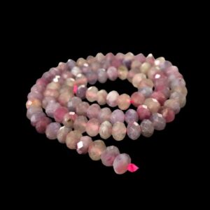 pink tourmaline faceted rondelle gemstone beads natural crystals Australia