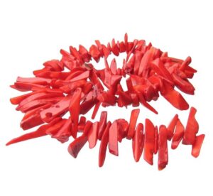 red coral twig beads