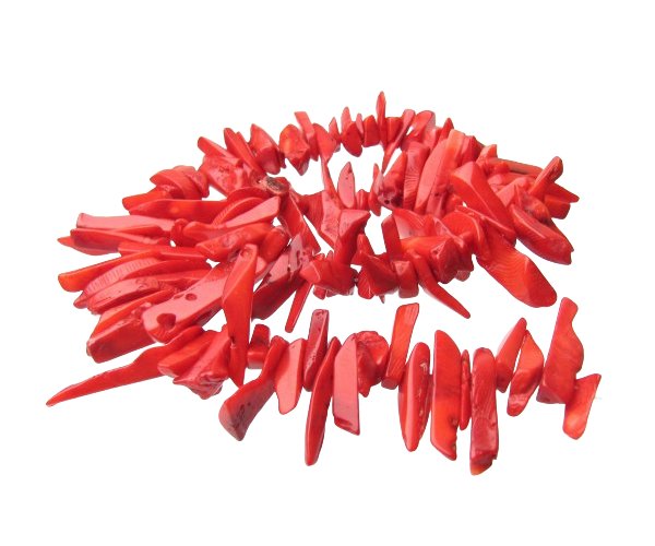 red coral twig beads