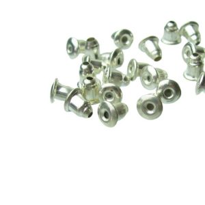 Nickel Silver Toned Earring Backs w/ Plastic Stopper [approx 50pcs]