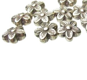 silver flower beads