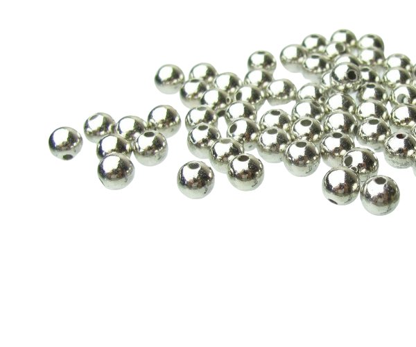 silver plated round plastic beads 6mm spacers