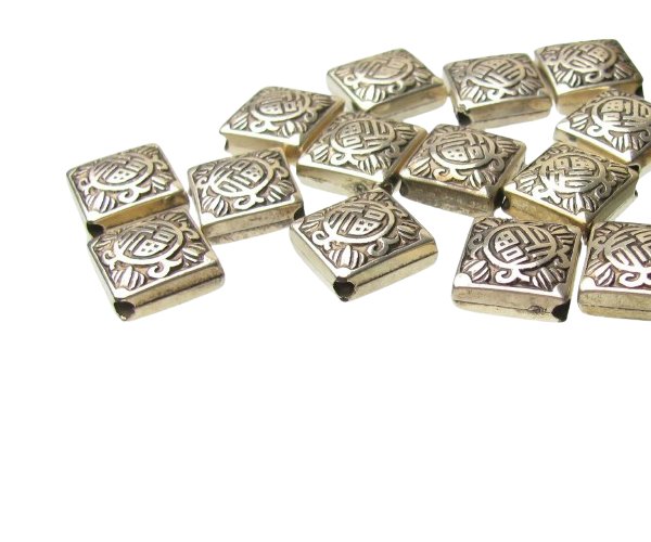 silver square beads ccb