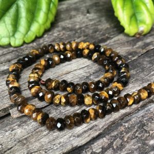 tiger eye faceted rondelle gemstone beads crystal natural