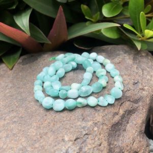 green angelite pebble gemstone beads natural