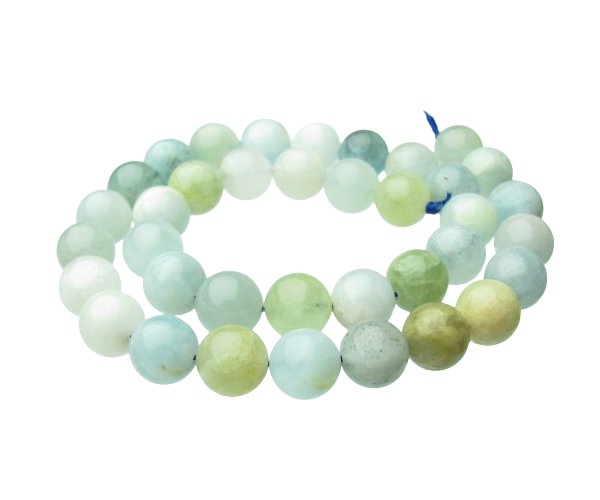Natural 6mm Faceted Blue Aquamarine Jade Gemstone Beads – Round Strand 15 Inch – Center-Drilled