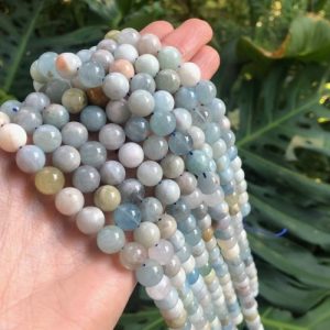 aquamarinebeads10mmround4 aquamarine large gemstone round beads 10mm natural crystals wholesale
