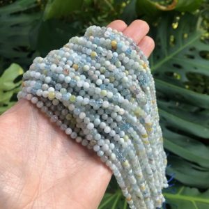 aquamarine round natural crystal beads 4mm