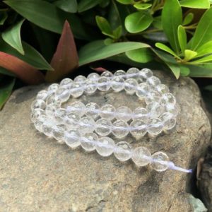 clear quartz faceted 8mm round gemstone beads natural crystals