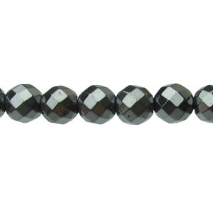 hematite faceted 10mm round gemstone beads
