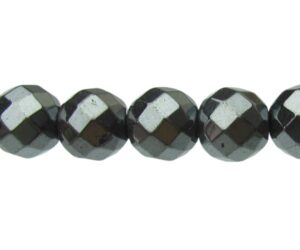 hematite faceted 10mm round gemstone beads